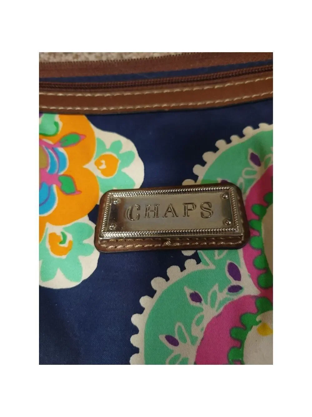Chaps Multicolor Paisley Bag | Faux Leather Details